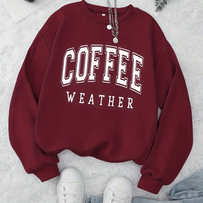 Damen Sweatshirt Coffee Weather Aufdruck Norvielle