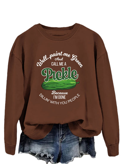 Damen Sweatshirt Gurkenmotiv Kreativer Druck Norvielle