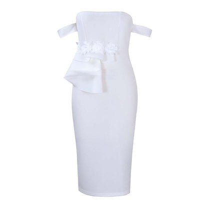 Damen Midi-Kleid Asymmetrische Träger Floralmuster