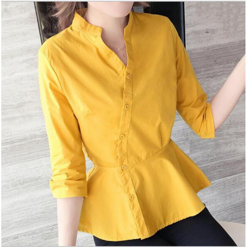 Damen Bluse Peplum Schnitt Moderner Stehkragen Norvielle
