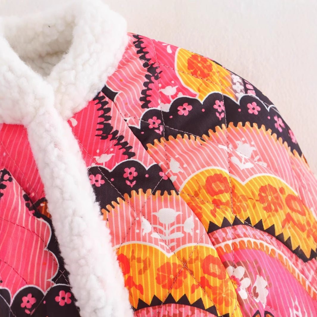 Damen Steppjacke Floralmuster Kuscheliges Innenfutter Norvielle