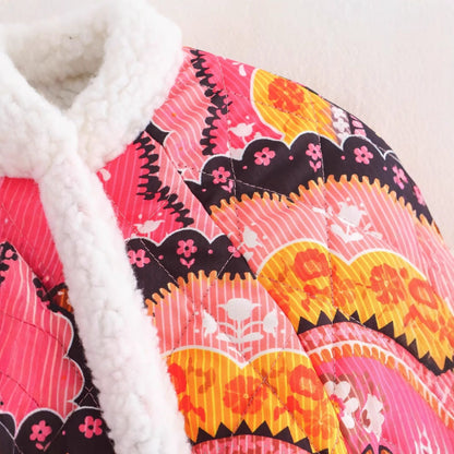 Damen Steppjacke Floralmuster Kuscheliges Innenfutter Norvielle