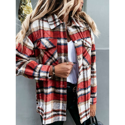 Damen Karomuster Flanelljacke