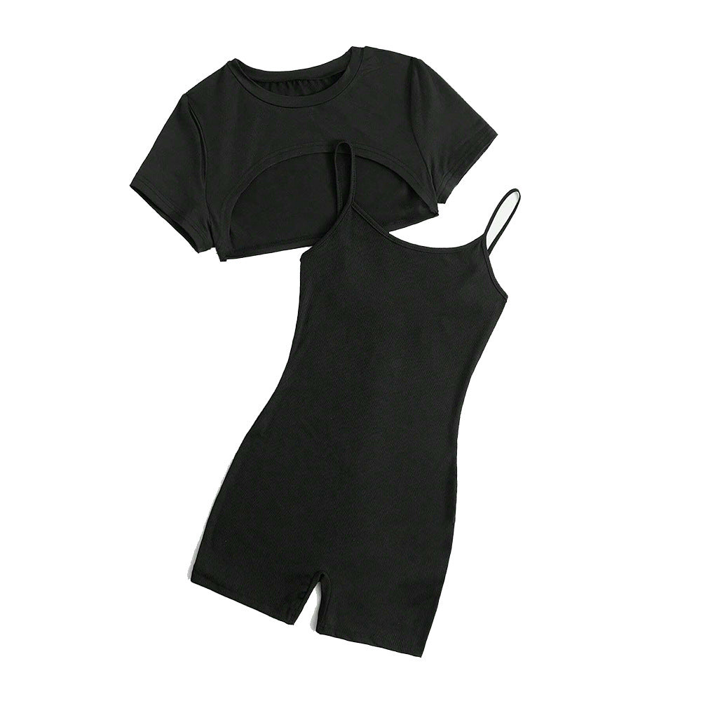Damen Jumpsuit Set Cropped und Shorts Norvielle