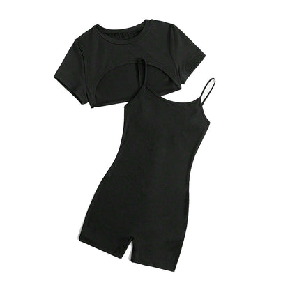 Damen Jumpsuit Set Cropped und Shorts Norvielle