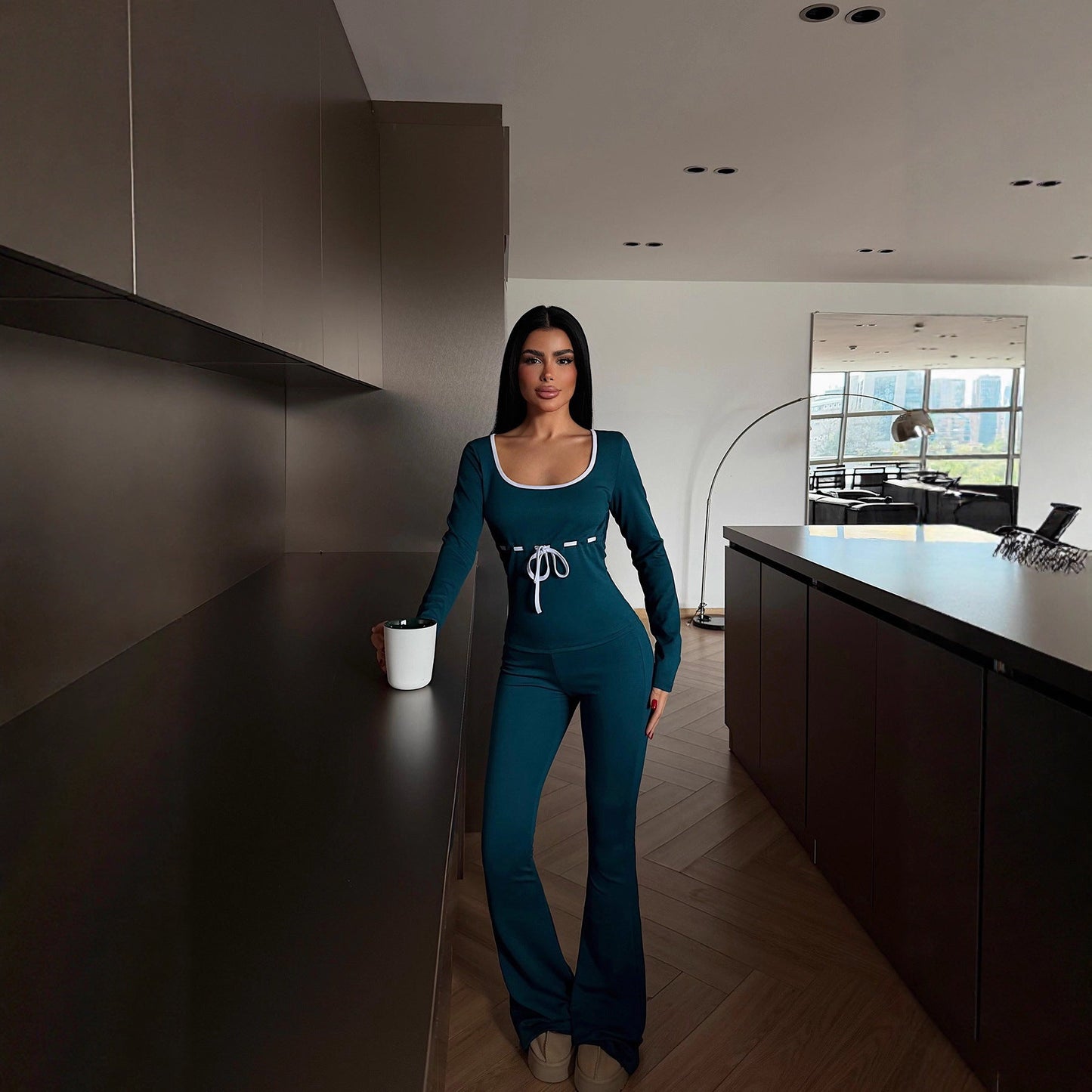 Damen Jumpsuit V-Ausschnitt Tailliert Norvielle