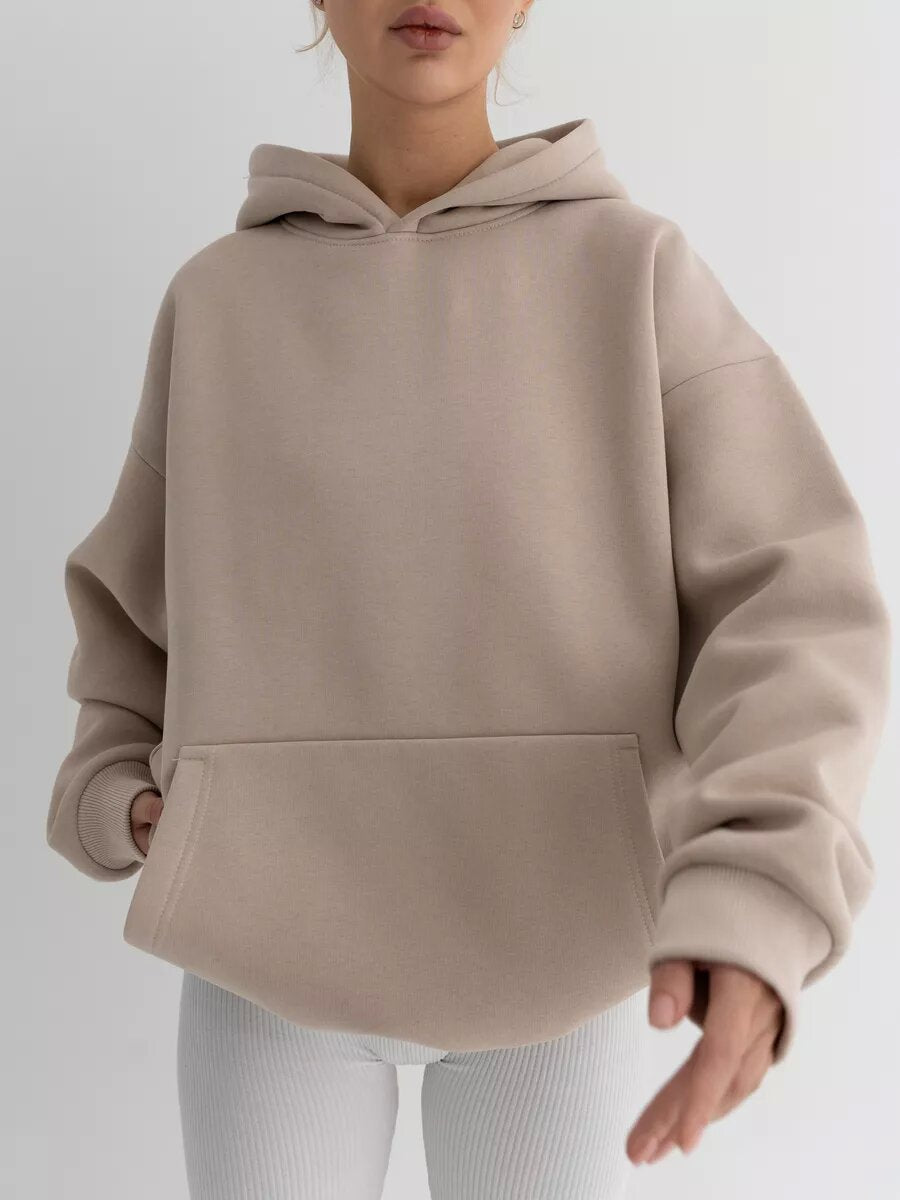 Damen Oversize Kapuzenpullover Baumwollmix