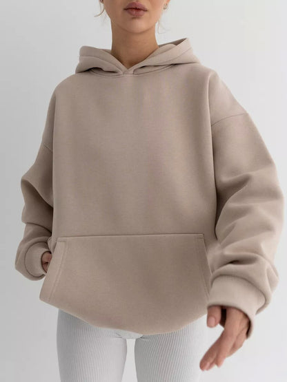 Damen Oversize Kapuzenpullover Baumwollmix