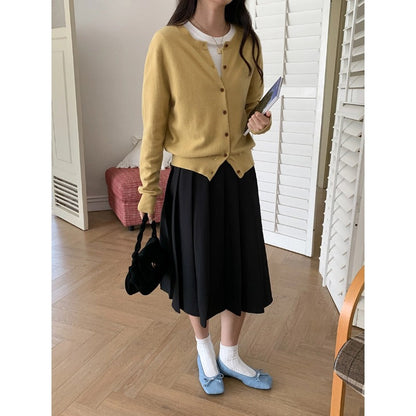 Damen Strickjacke Baumwolle Knöpfe Beige