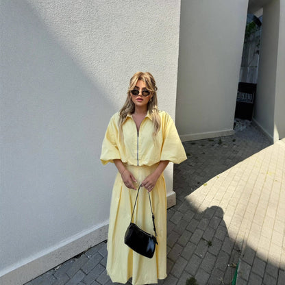 Damen Maxikleid Hochgeschlossen Weit Saum Elegantes Design
