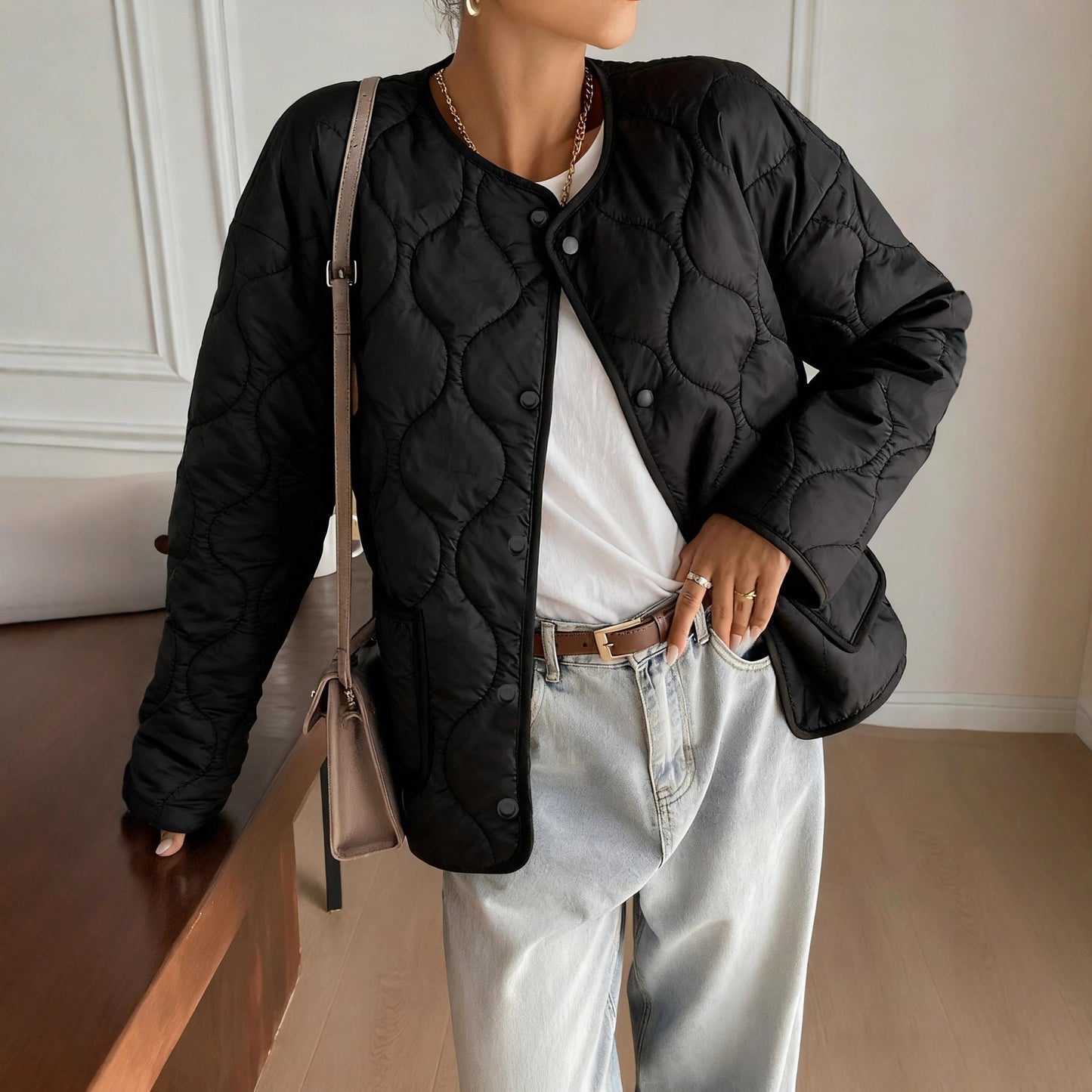 Damen Steppjacke Modern Praktische Taschen Norvielle - Norvielle
