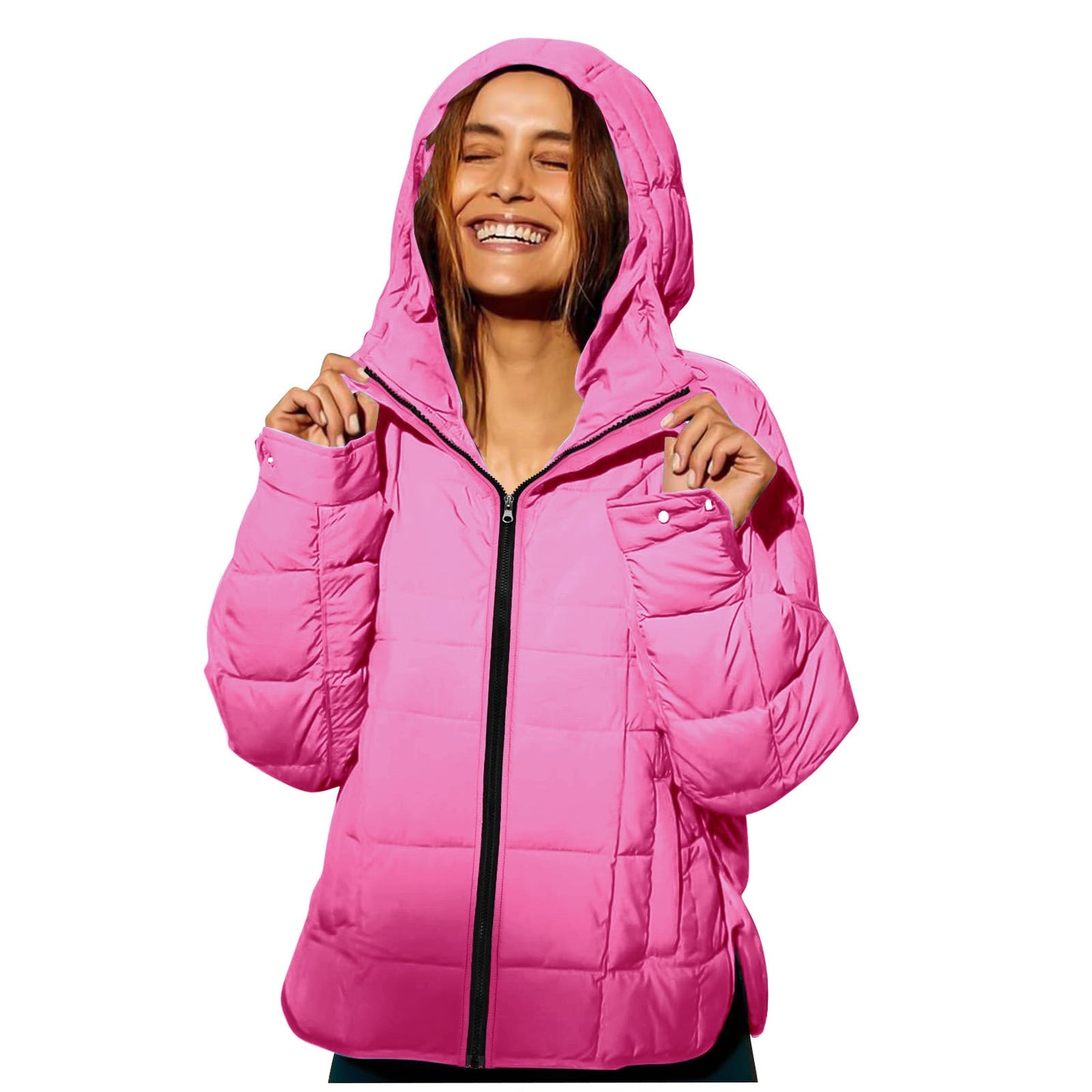 Damen Winterjacke Abnehmbare Kapuze Wasserabweisend Norvielle