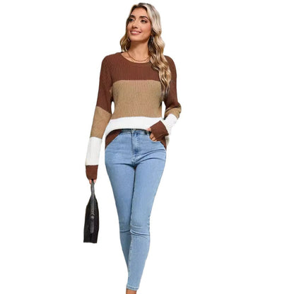 Damen Strickpullover Modernes Blockdesign