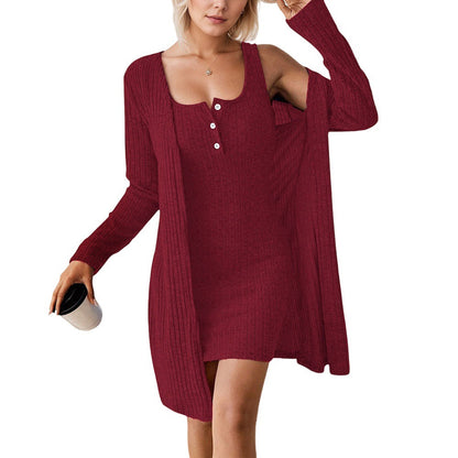 Damen Strickkleid mit Cardigan Offen Norvielle