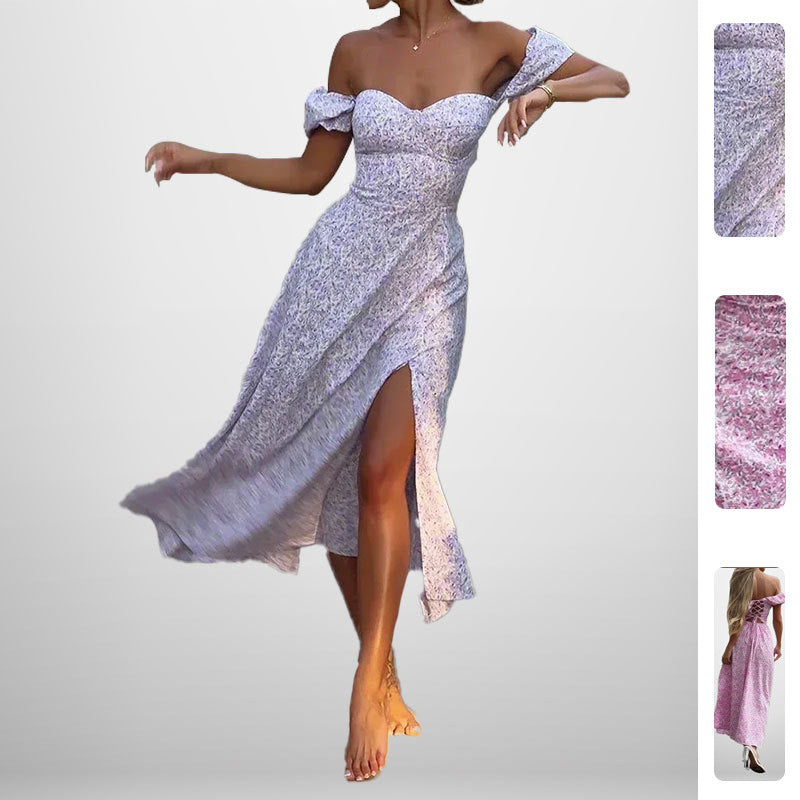 Damen Maxikleid Off-Shoulder mit Floralprint und seitlichem Schlitz - Norvielle