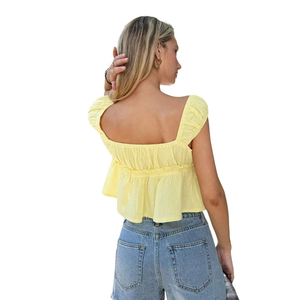 Damen Oberteil mit Knotendesign und Puffärmeln