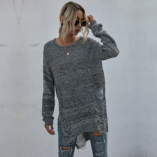 Damen Strickpullover Lässig Fransenoptik Asymmetrisch Norvielle - Norvielle