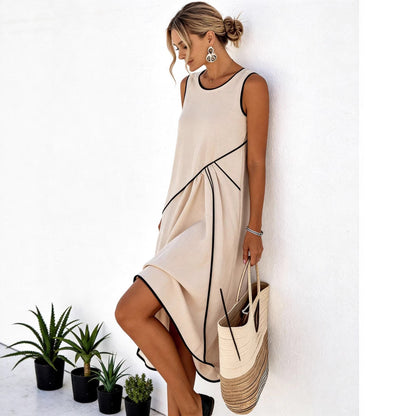 Damen Maxikleid Asymmetrischer Schnitt Mit Taschen Norvielle