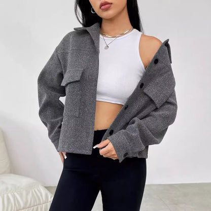Damen Oversized Jacke aus Norvielle mit Taschen und