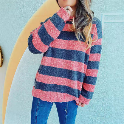 Damen Strickpullover Weiches Material Lässiger Schnitt Streifen