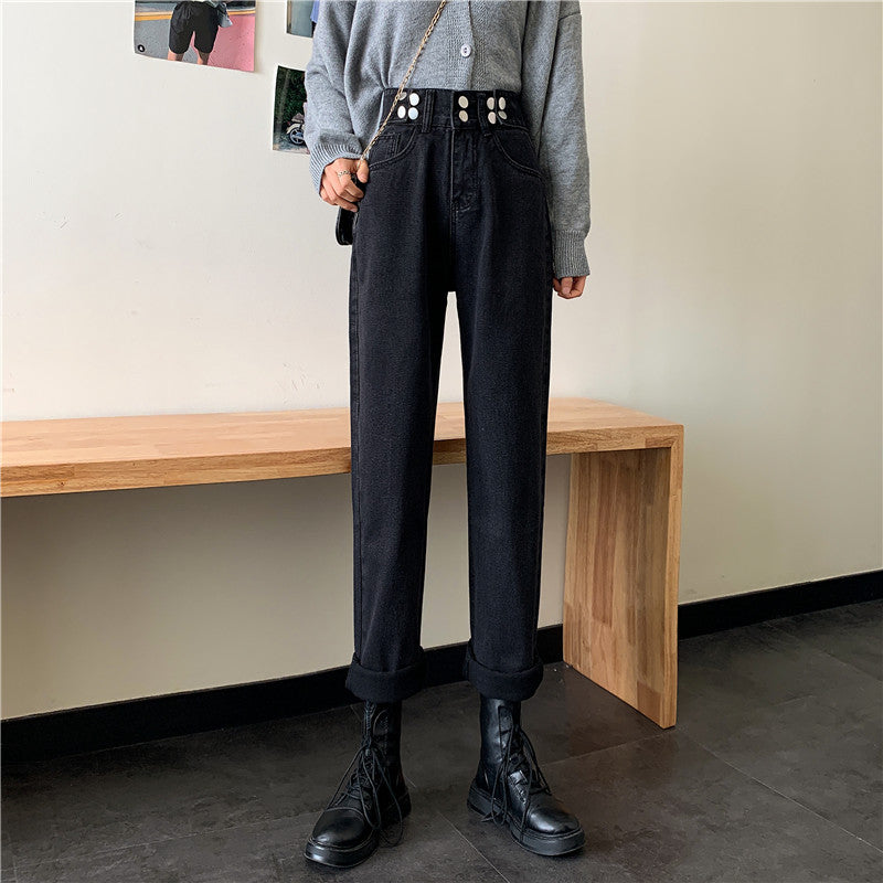 Damen Hochtaillierte Chinohose mit Taschen dunkelblau