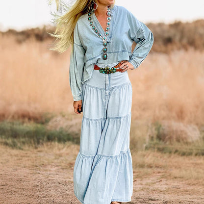 Damen Maxikleid Lässiger Stil Voluminöse Rüschen Norvielle