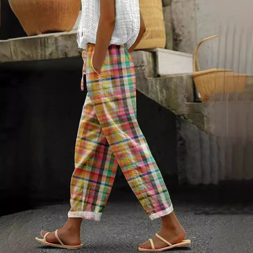 Damen Sommerhose Kariert Norvielle