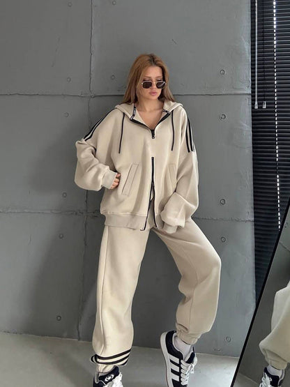 Damen Hoodie Doppelreißverschluss Lässiger Schnitt Norvielle