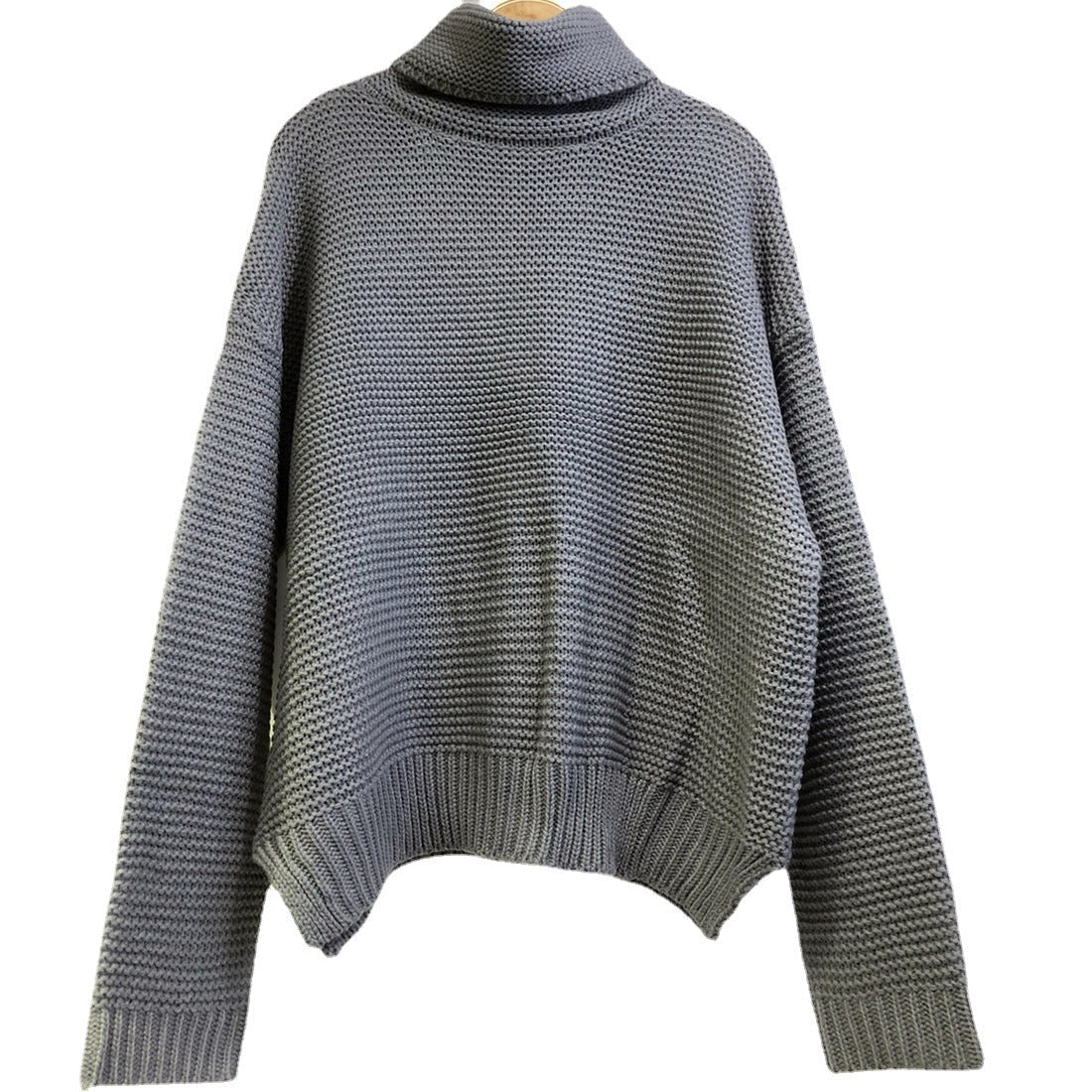 Damen Grobstrickpullover Hohem Rollkragen Extravagante