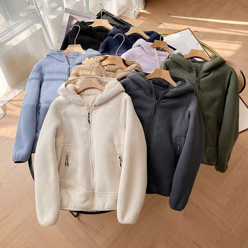 Damen Fleecejacke Kuscheliges Innenfutter Reißverschlusstaschen - Norvielle
