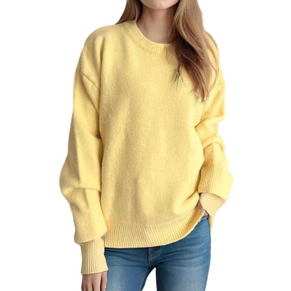Damen Oversized Strickpullover Weicher Baumwollmix Lässiger Schnitt