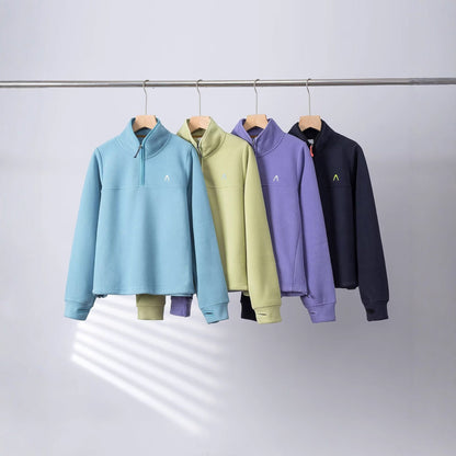 Damen Fleece-Pullover Halb-Reißverschluss Elastische Bündchen - Norvielle