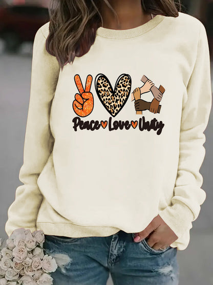 Damen Sweatshirt Peace Love Unity Motiv Norvielle