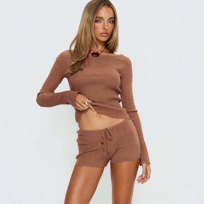 Damen Loungewear-Set Rippstrick Weich Norvielle