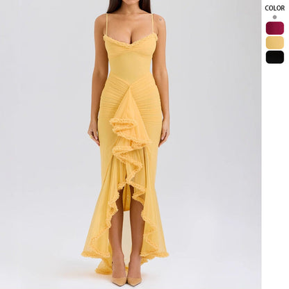 Damen Maxikleid Rüschendetails Figurbetonend Norvielle - Norvielle