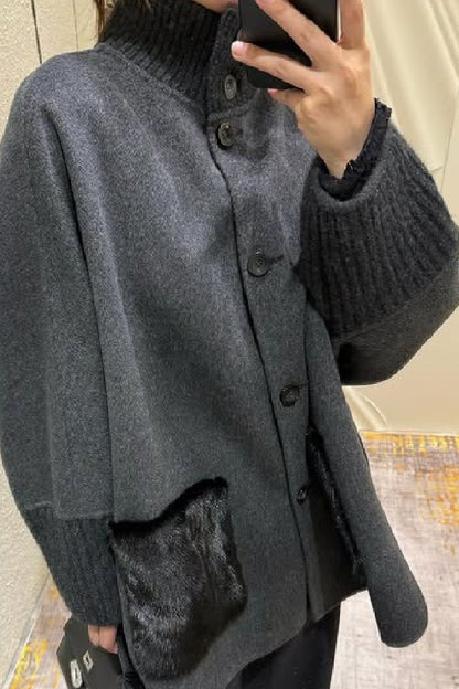 Damen Wolljacke Übergröße mit Einzigartigen Details Norvielle