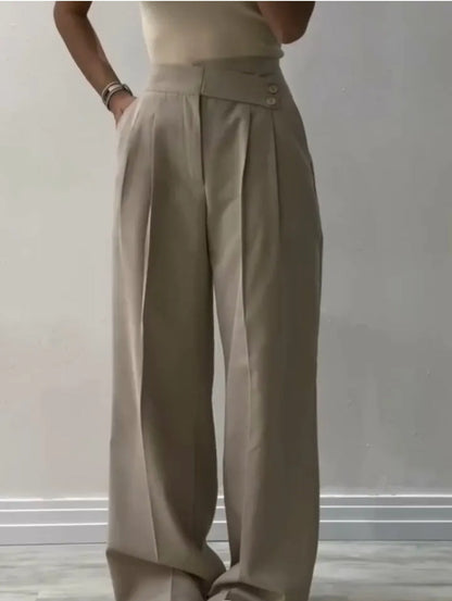 Damen Bügelfaltenhose Weite Bein Norvielle