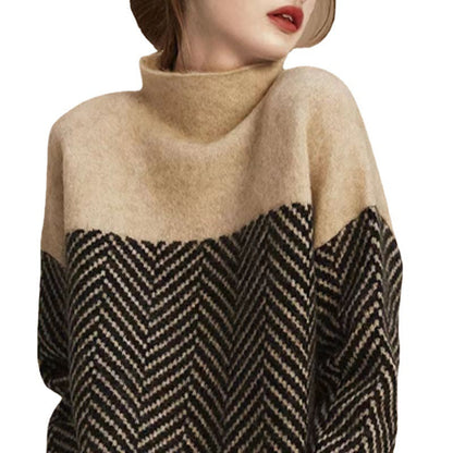 Damen Pullover Hochgeschlossener Kragen Wabenmuster Norvielle