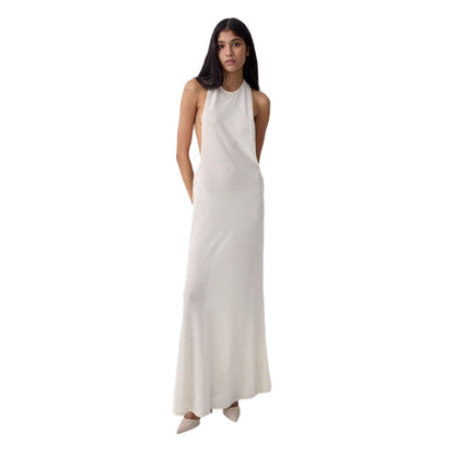 Damen Seidenkleid Lang Elegant Schleifen Norvielle