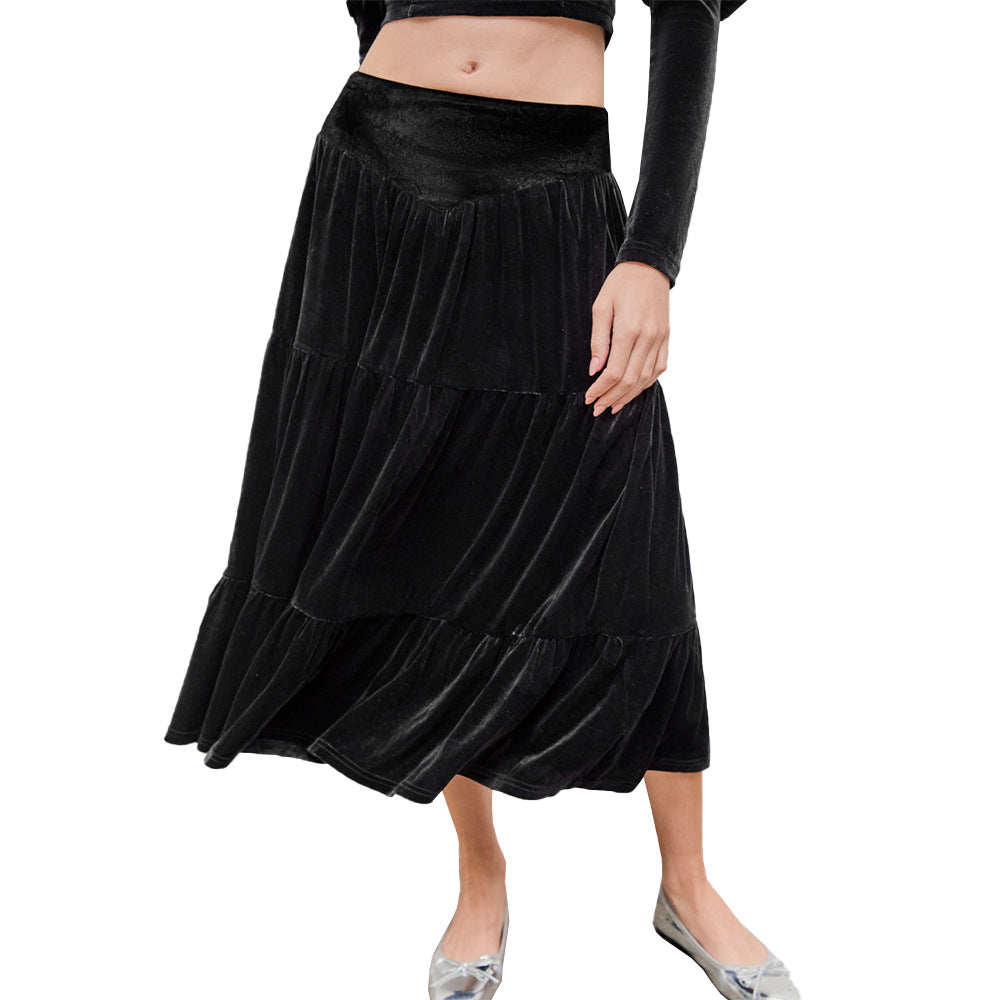 Damen Rüschenshirt Set mit Maxi-Rock