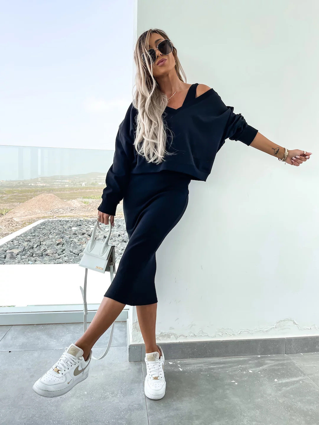 Damen Kleidungsset mit Oberteil und Rock Norvielle