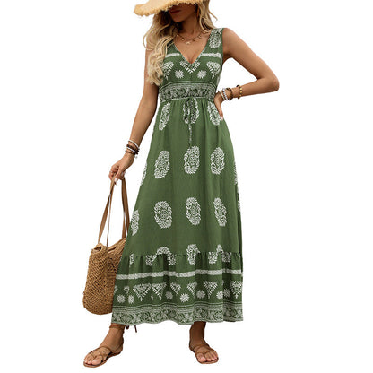 Damen Maxikleid V-Ausschnitt Floralmuster Norvielle