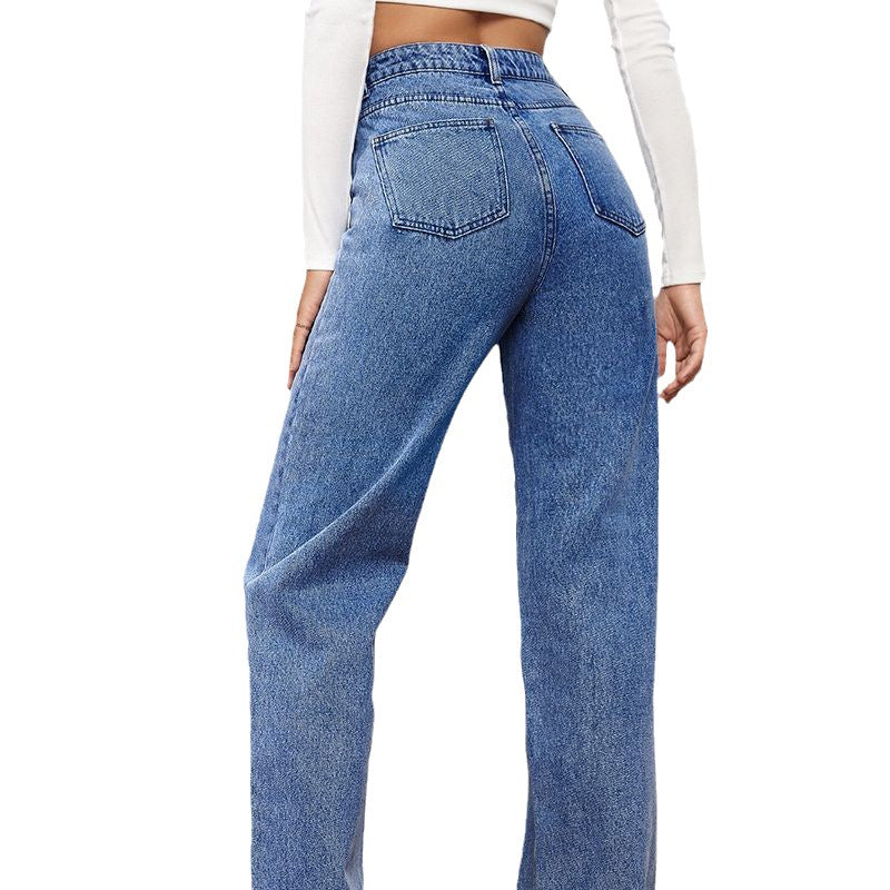 Damen High-Waist Jeans Weit Norvielle