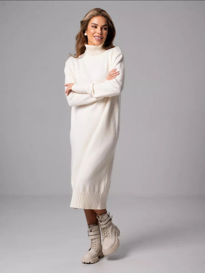 Damen Strickkleid Rollkragen Lässiger Schnitt Norvielle
