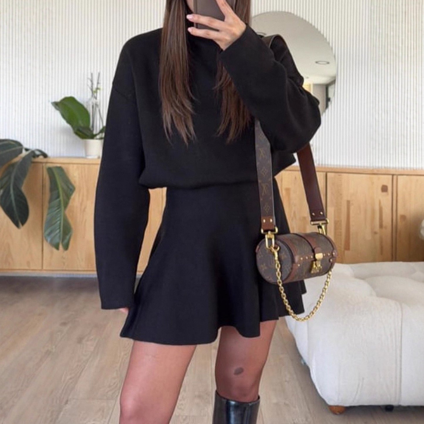 Damen Strickkleid mit Kapuze Norvielle