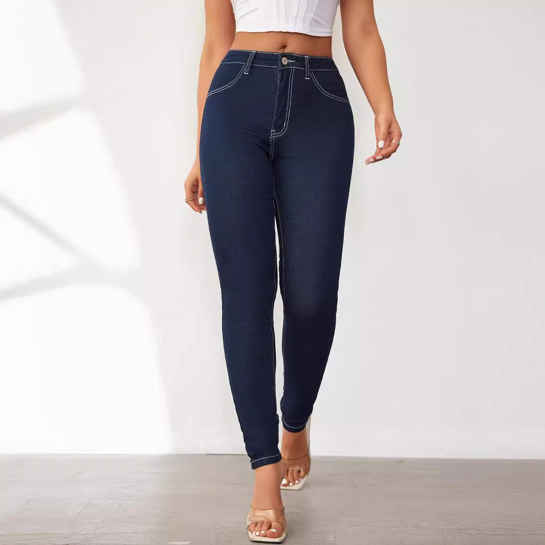 Damen High-Waist Jeansleggings Figurbetonter Stil