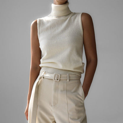 Damen Rollkragenpullover Feine Wolle Beige