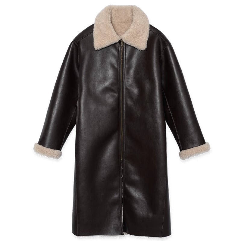 Damen Lederjacke Teddyfutter Norvielle
