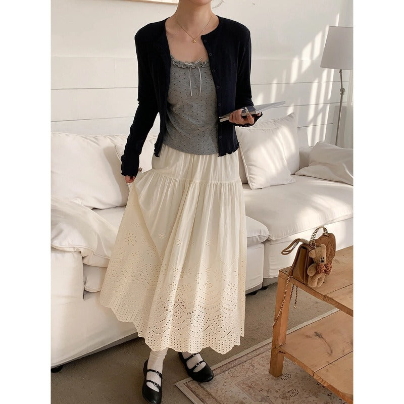 Damen Strickjacke Feine Knöpfe Elegantes Design Beige