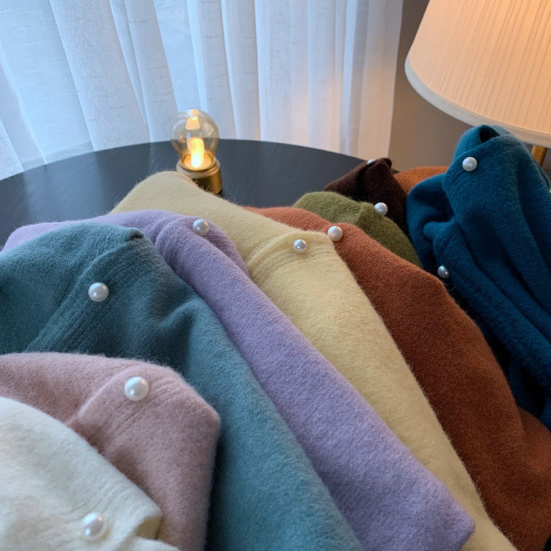 Damen Strickjacke Edle Perlenknöpfe Modern - Norvielle
